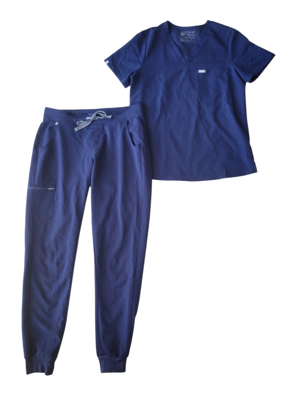 Figs Zamora Jogger Scrub Pants & Top Set Navy Blue Medium Tall MT